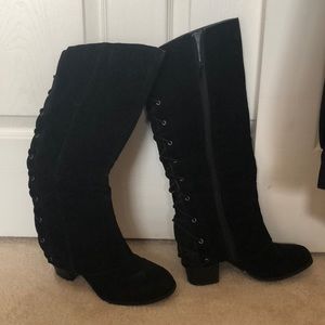 black tall suede boots